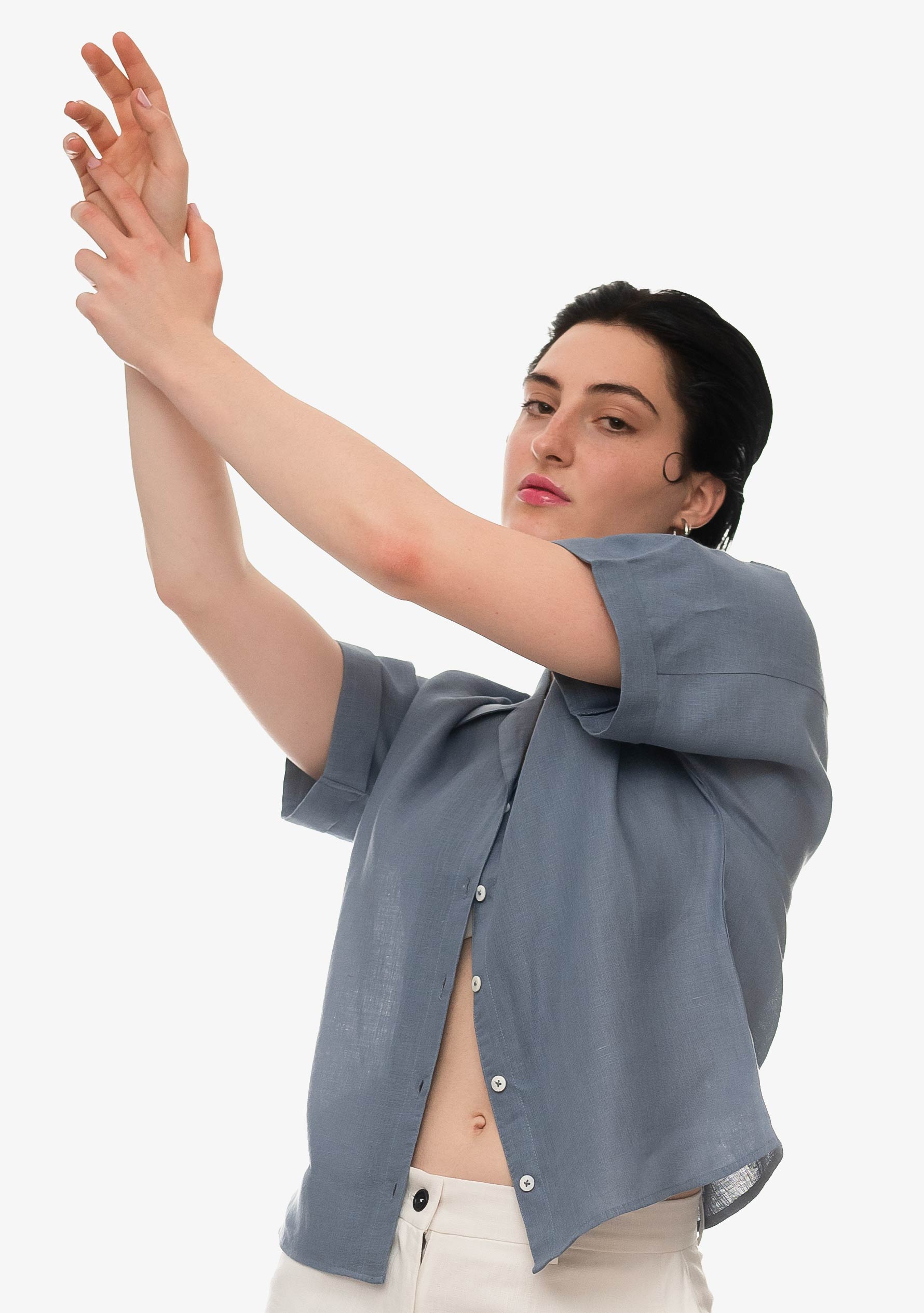 Frida Leinenhemd im Schieferblau
