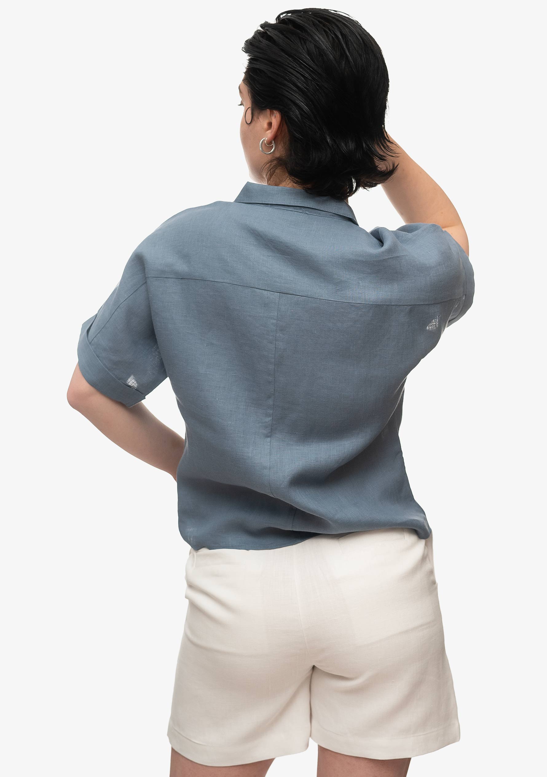 Frida Leinenhemd im Schieferblau