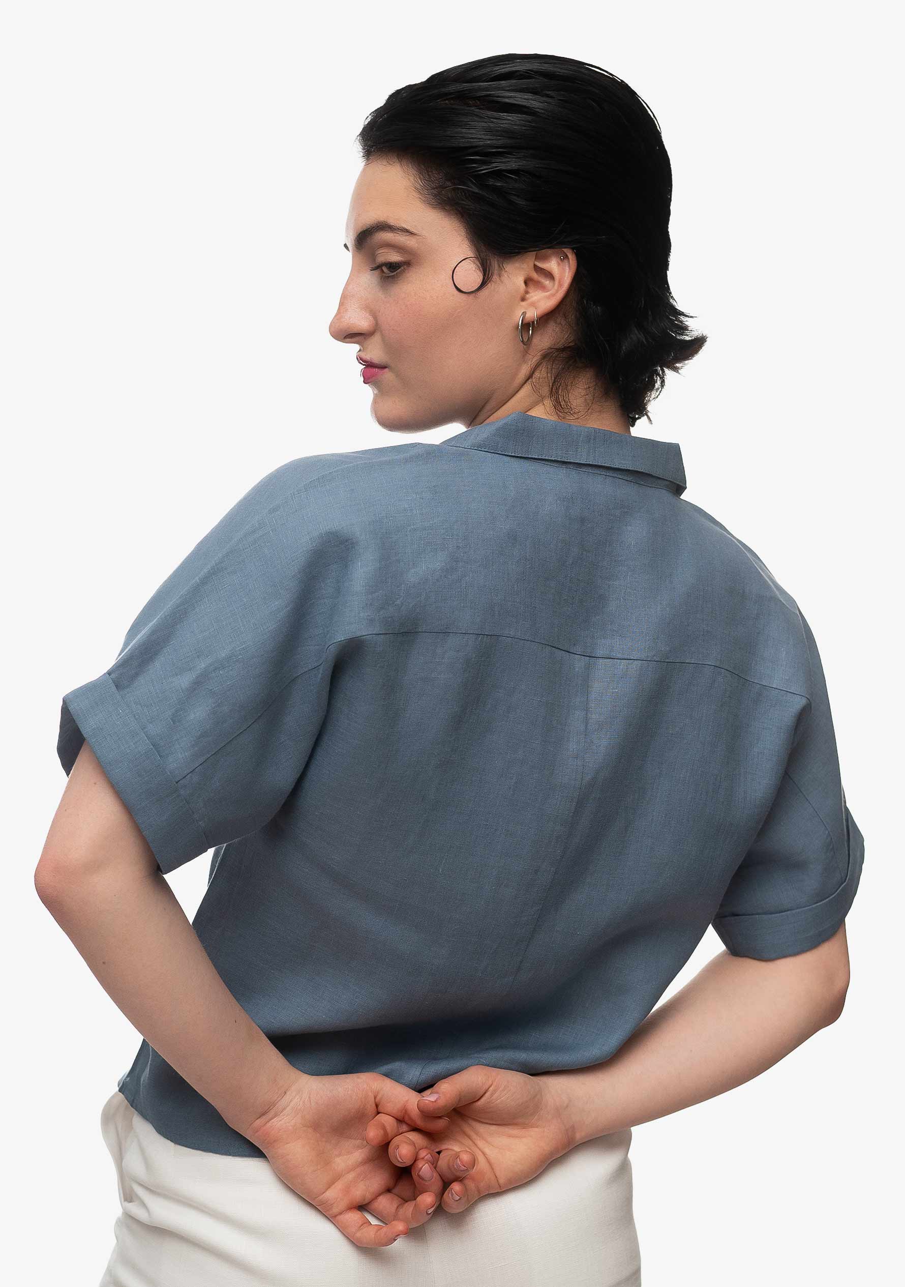 Frida Leinenhemd im Schieferblau