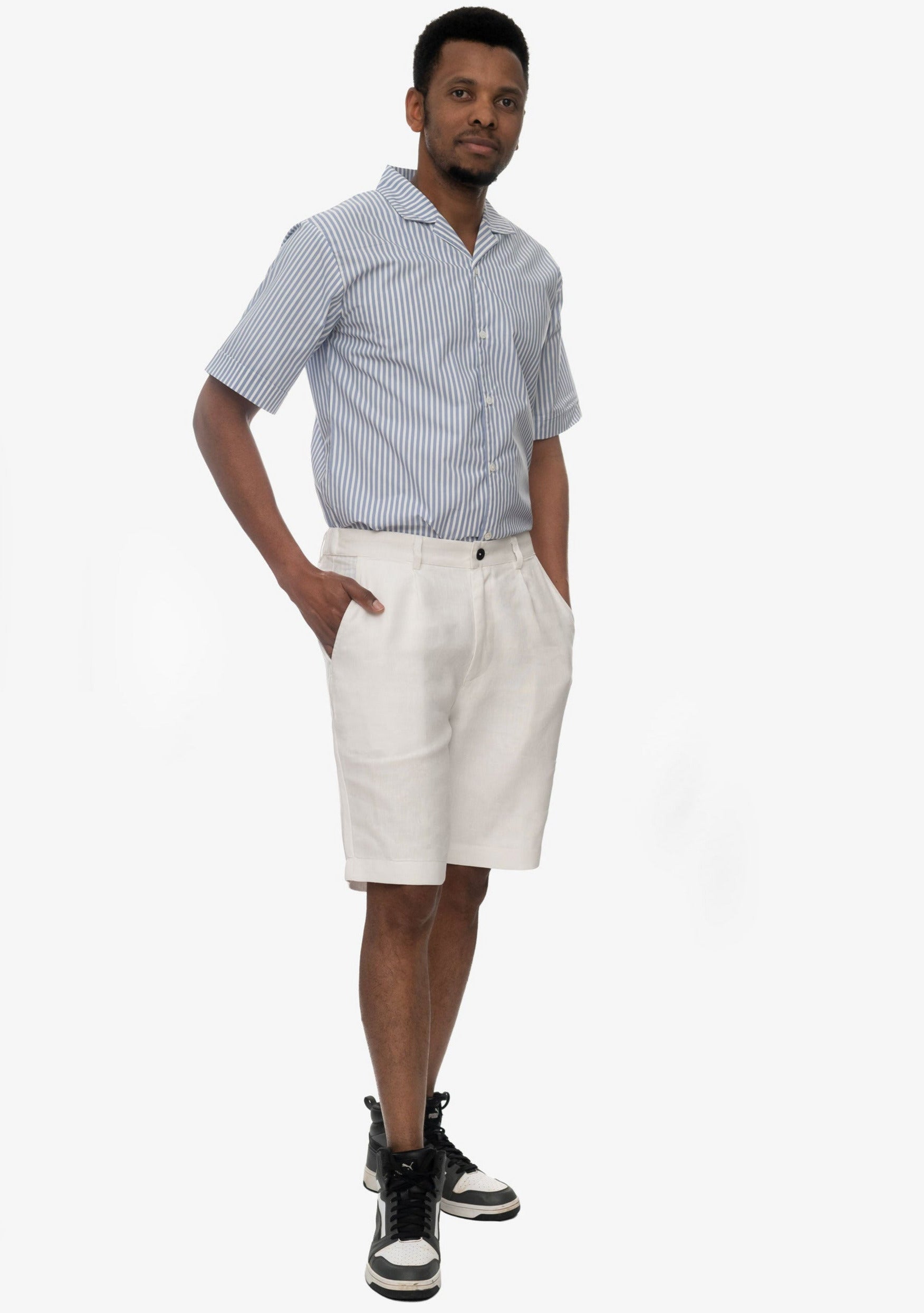Paul Summer Shorts in Linen-White