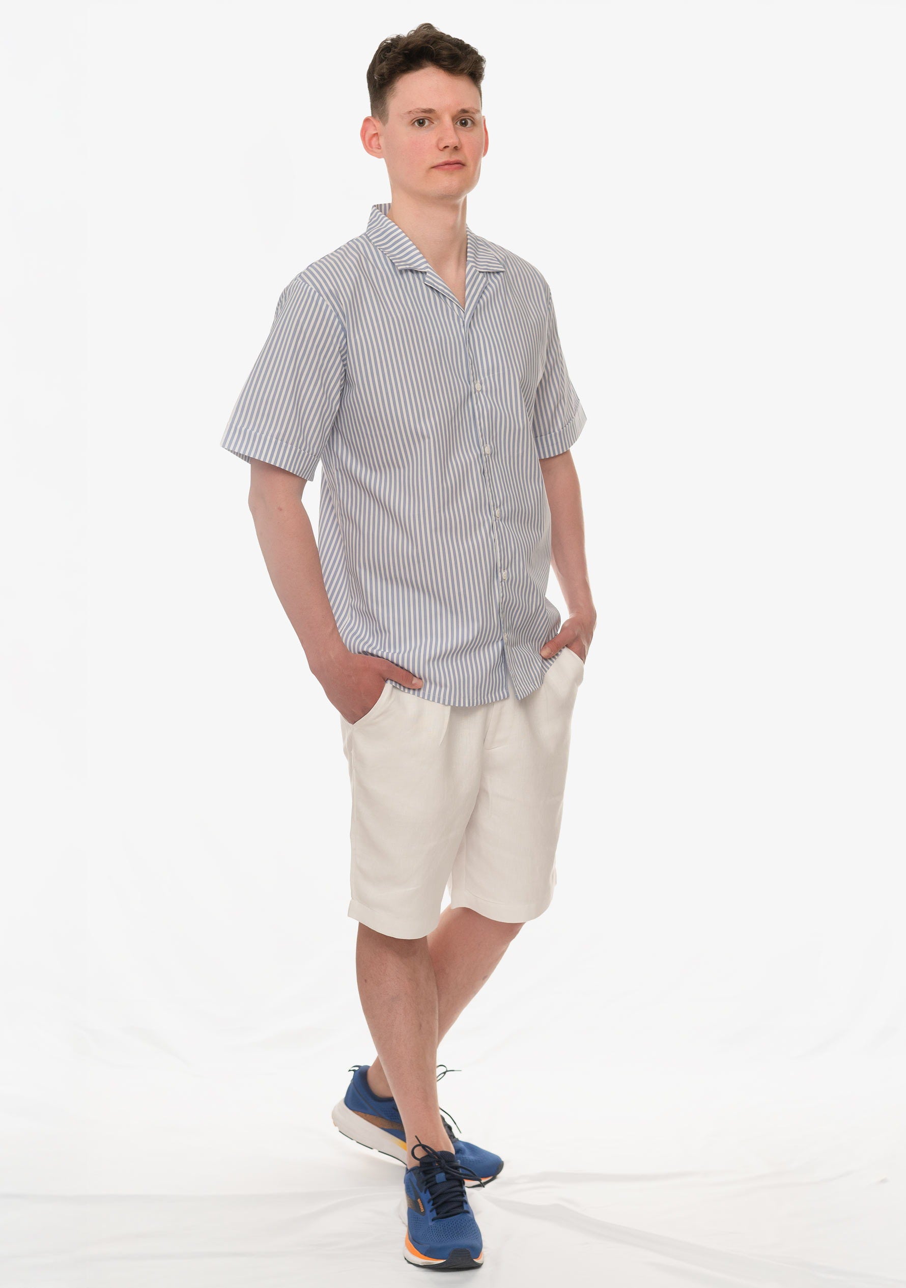Luka Cotton Shirt in Skyline Stripe