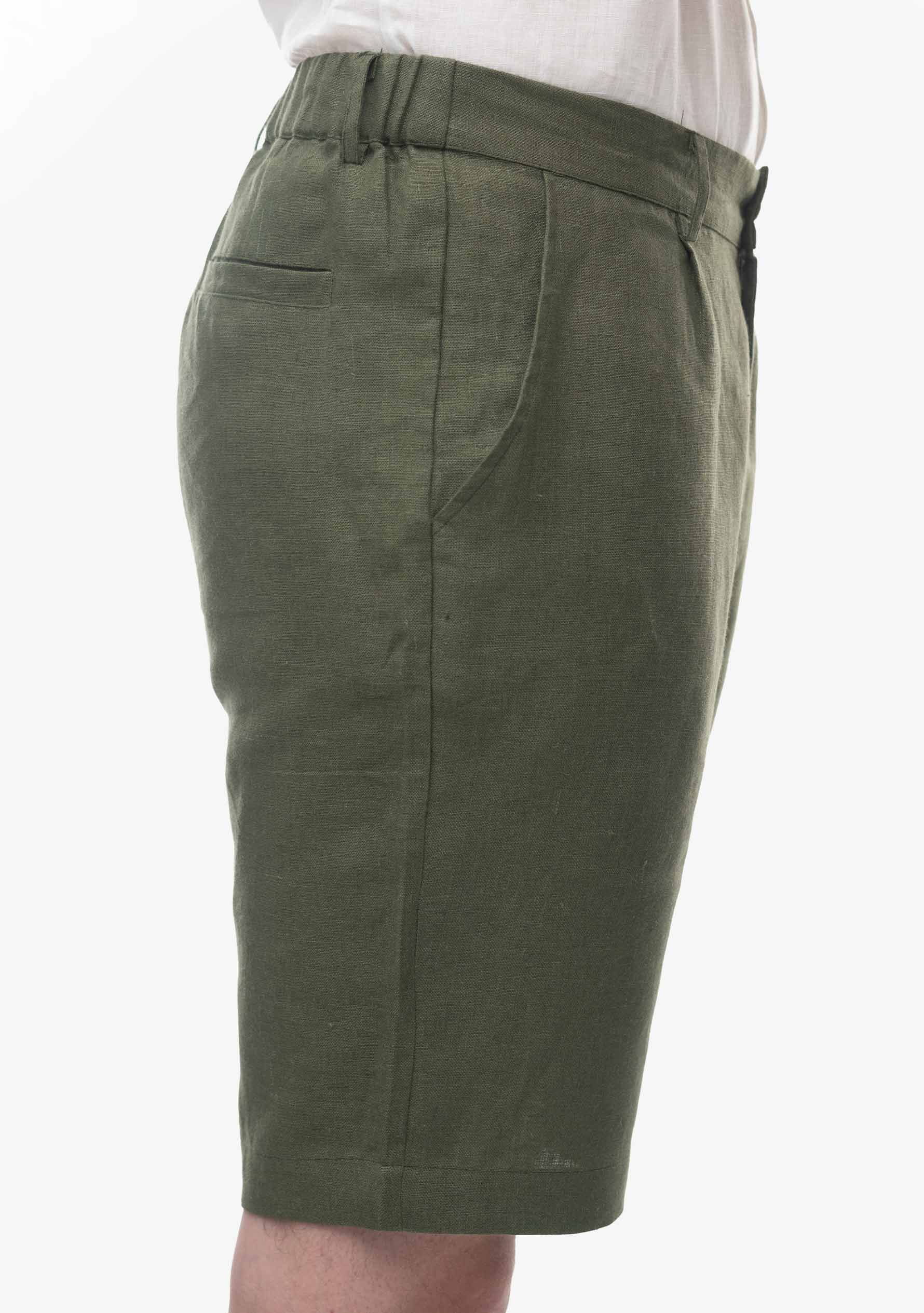 Paul Summer Shorts in Linen- Olive Green