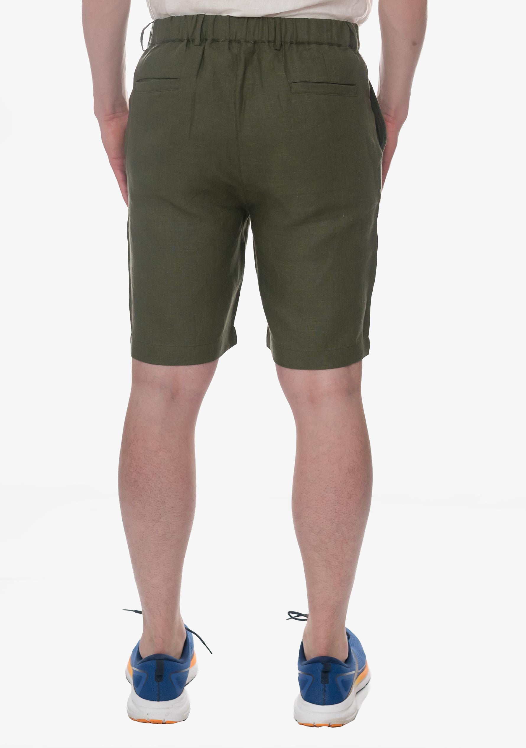 Paul Summer Shorts in Linen- Olive Green