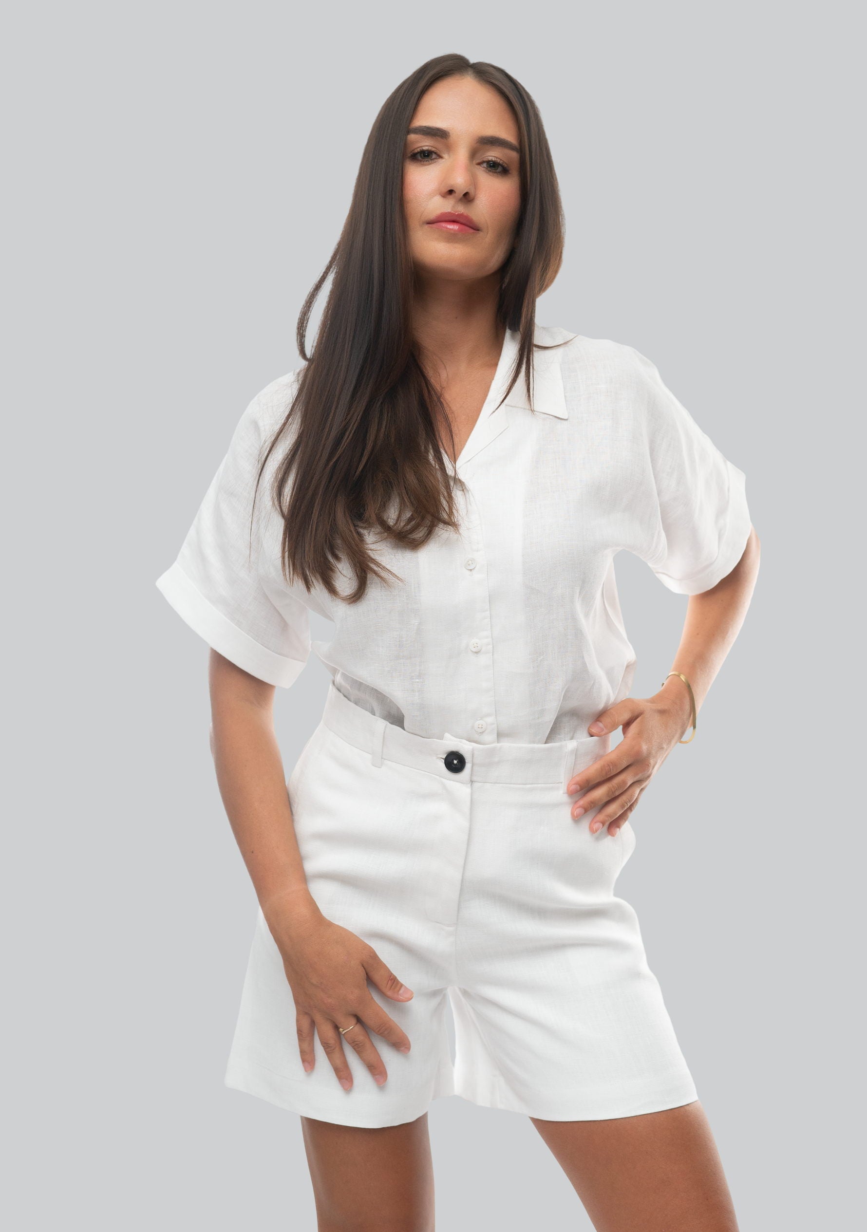 Linen shorts women workwear