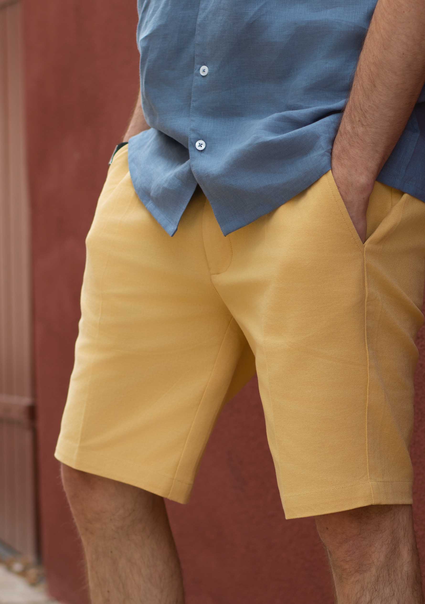 Paul Summer Shorts in Cotton-Mustard Yellow