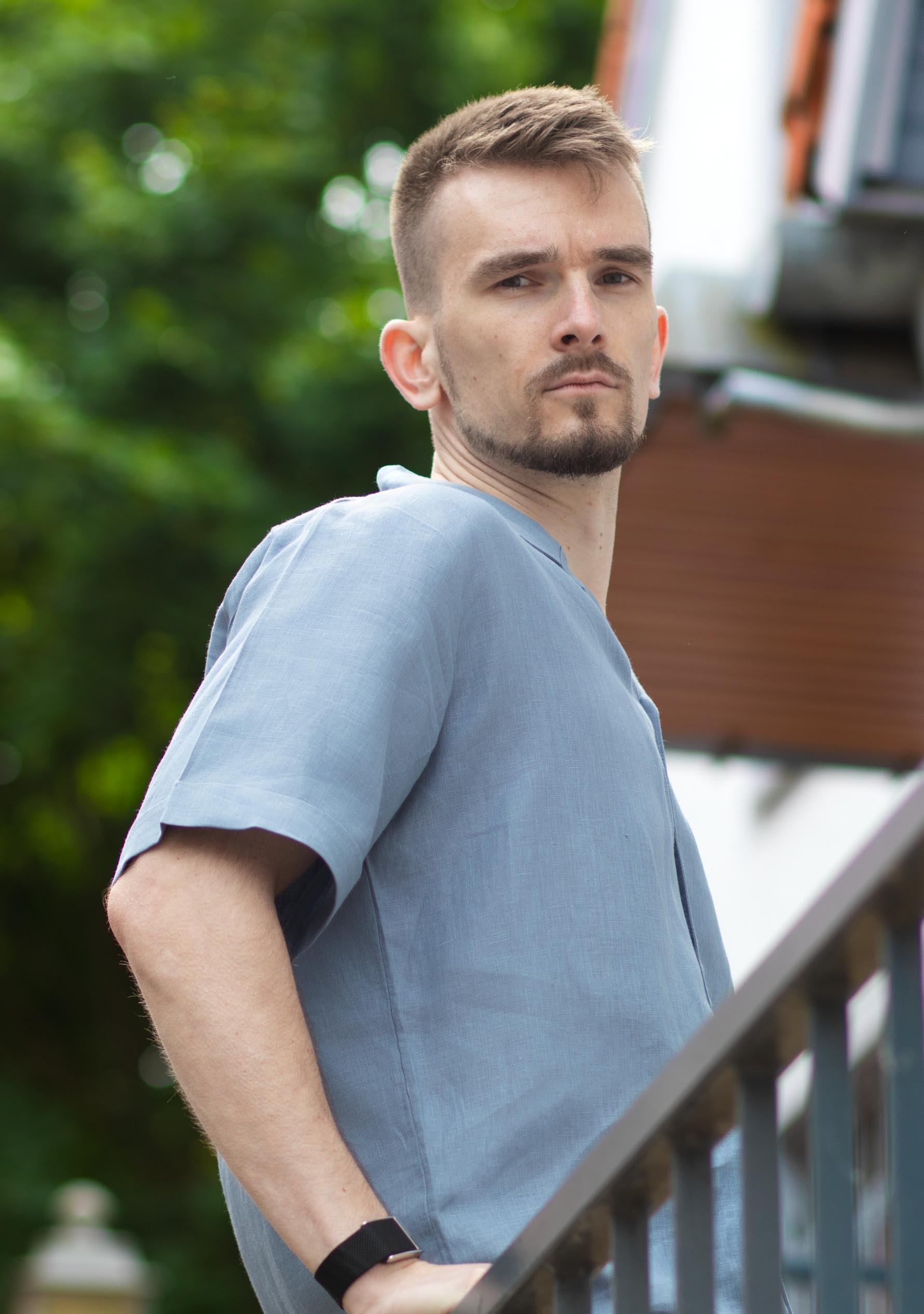 Luka Linen Shirt in Slate Blue
