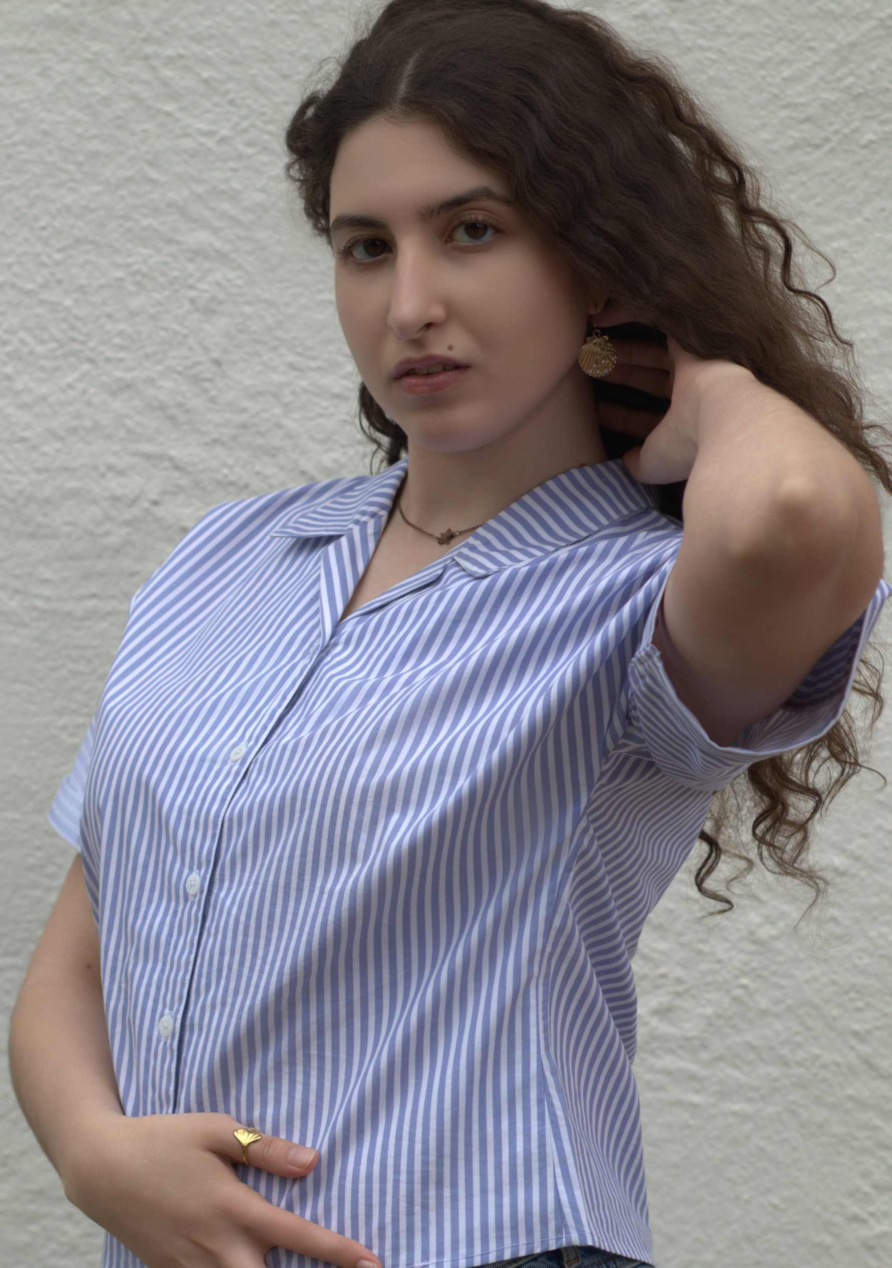 womens dress shirt summer Frida Cotton Shirt in Stripes for Women