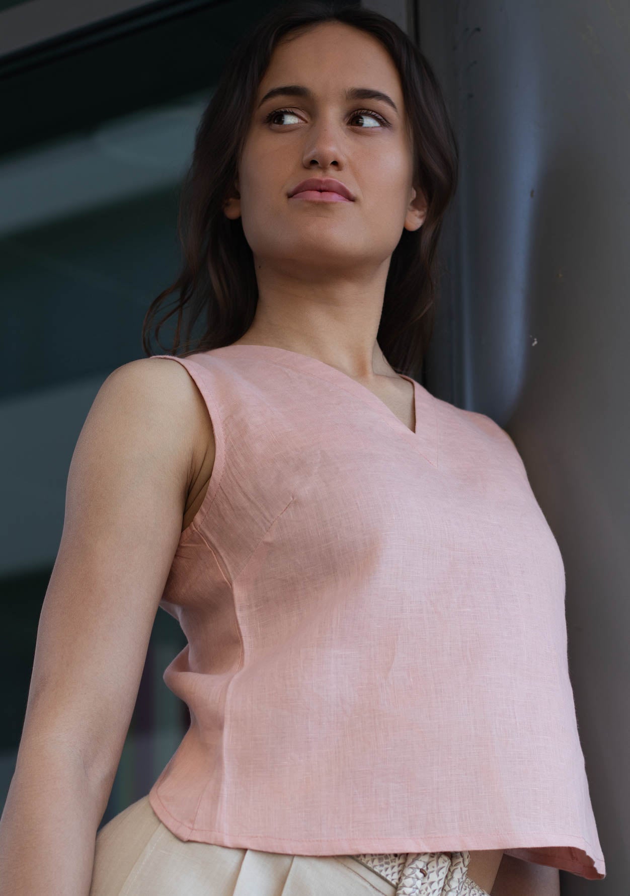 cross back linen top
