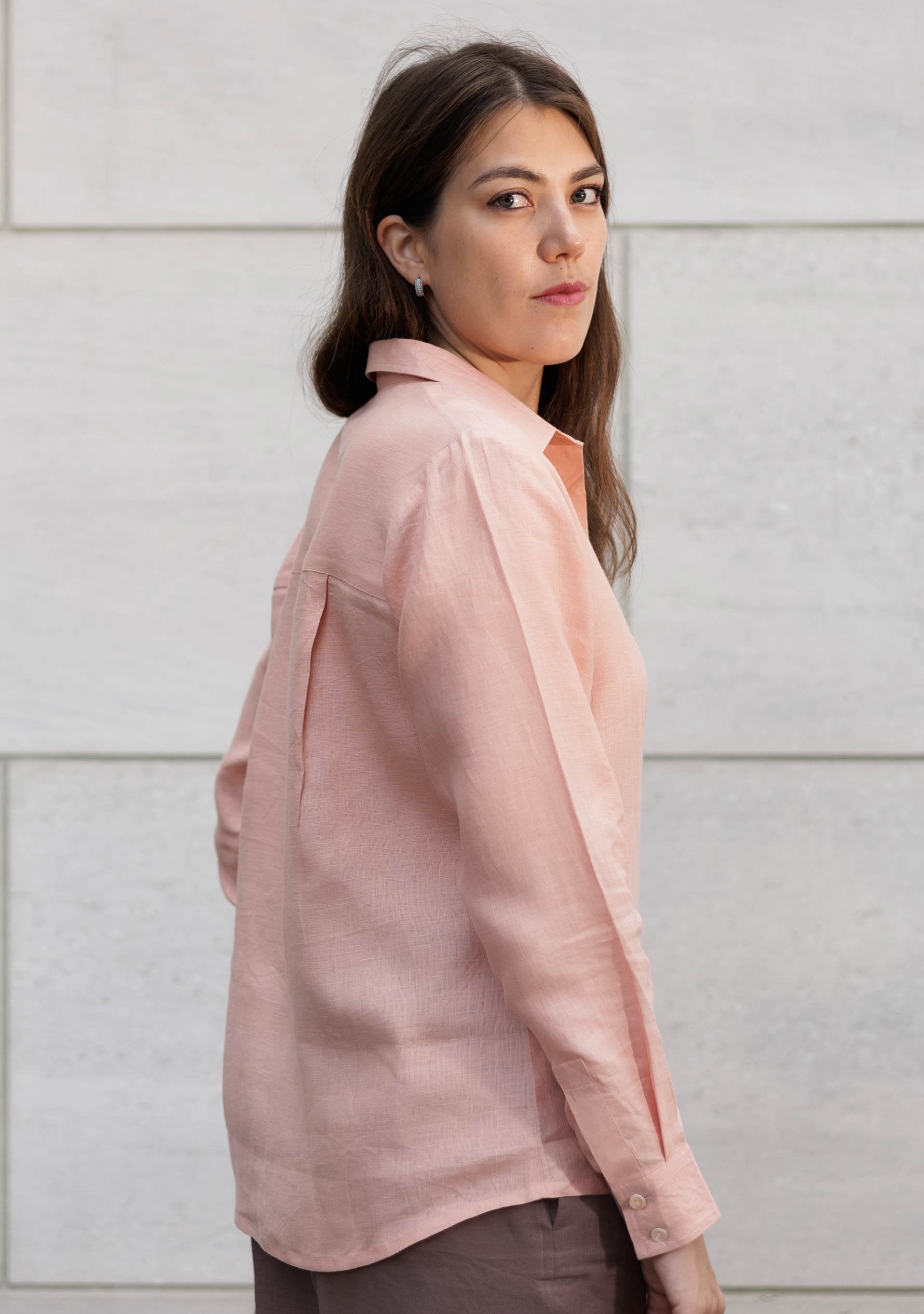 women's linen summer work shirt - lightweight and breathable. Perfect for hot weather.