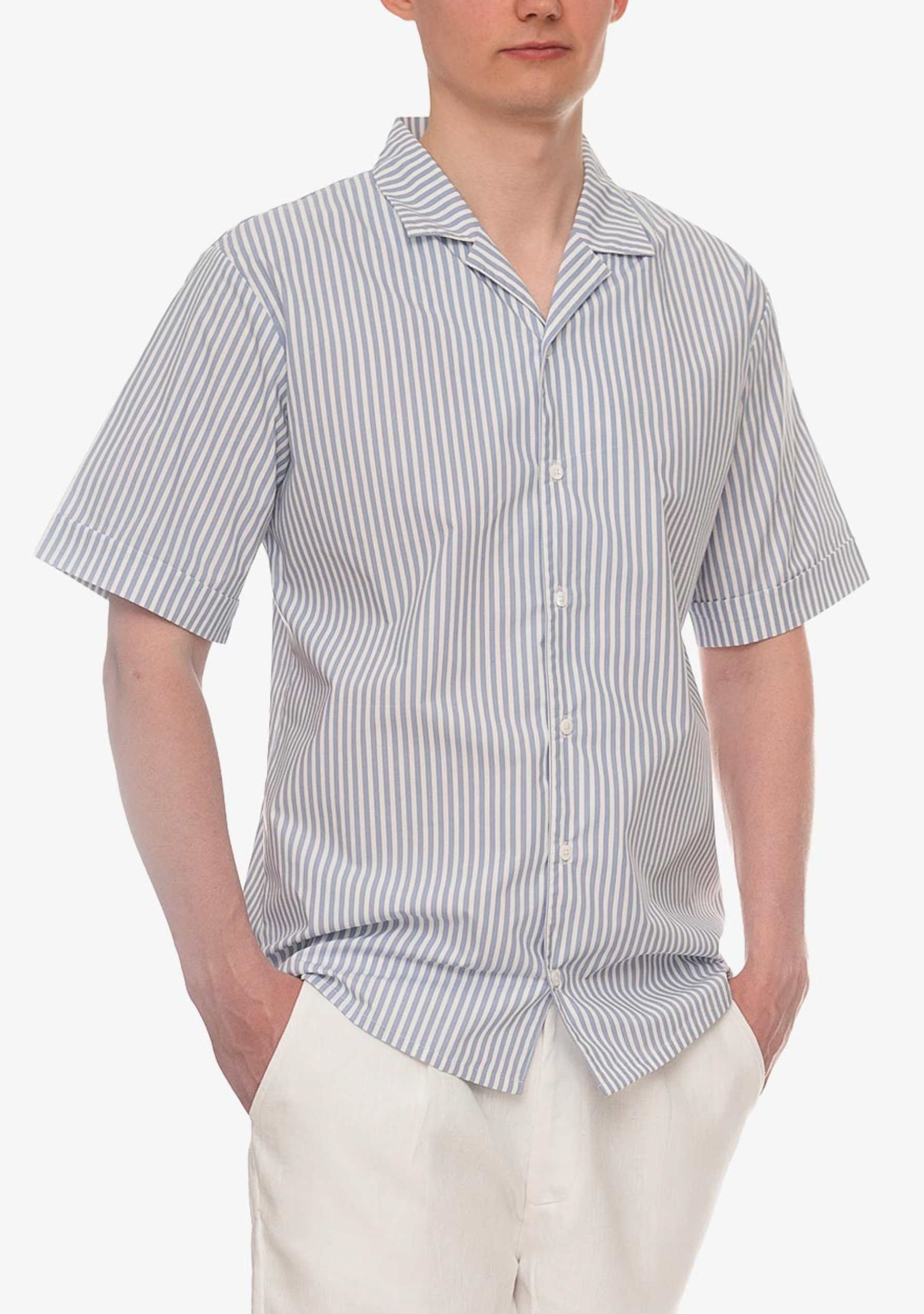Luka Cotton Shirt in Skyline Stripe