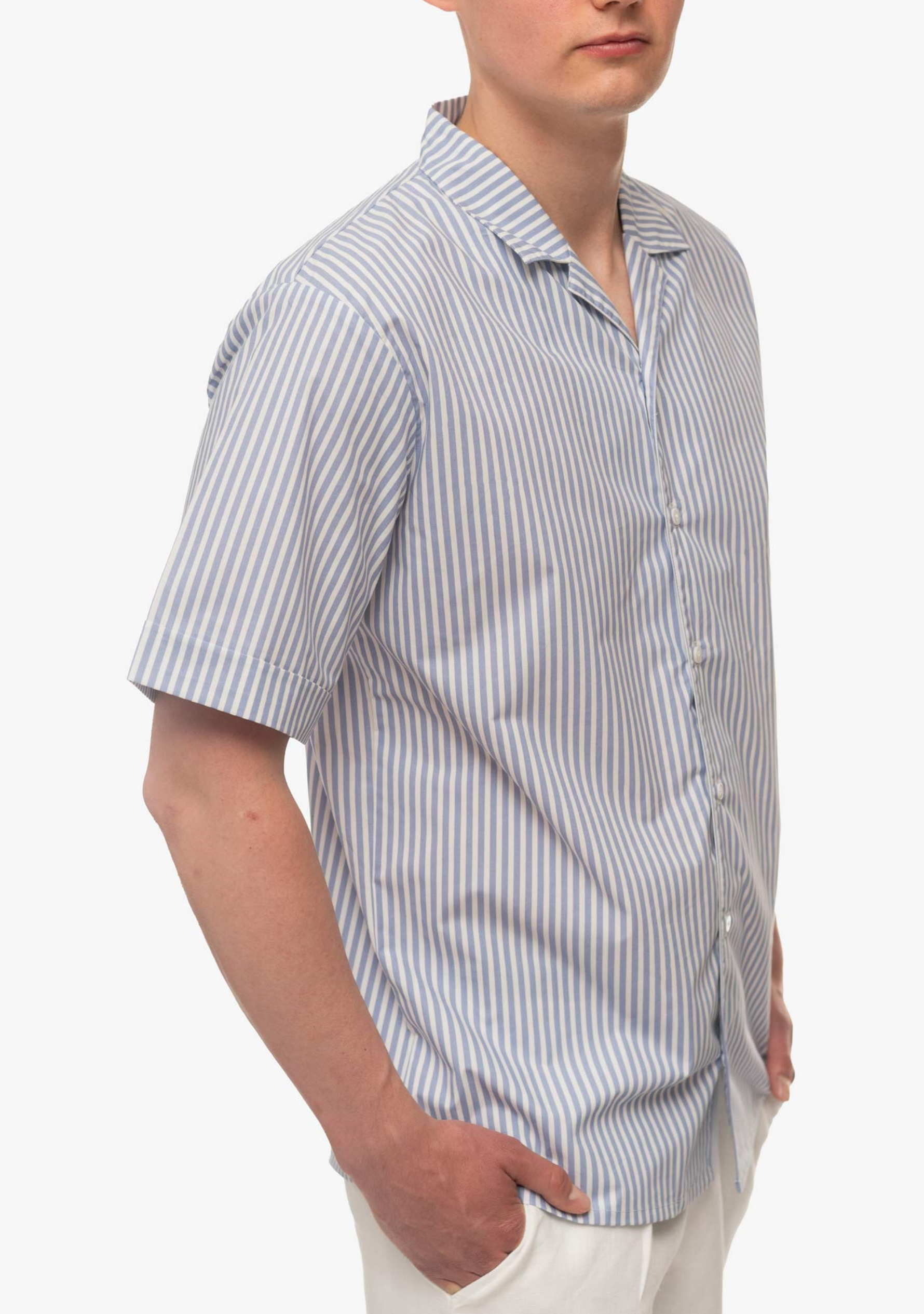 Luka Cotton Shirt in Skyline Stripe