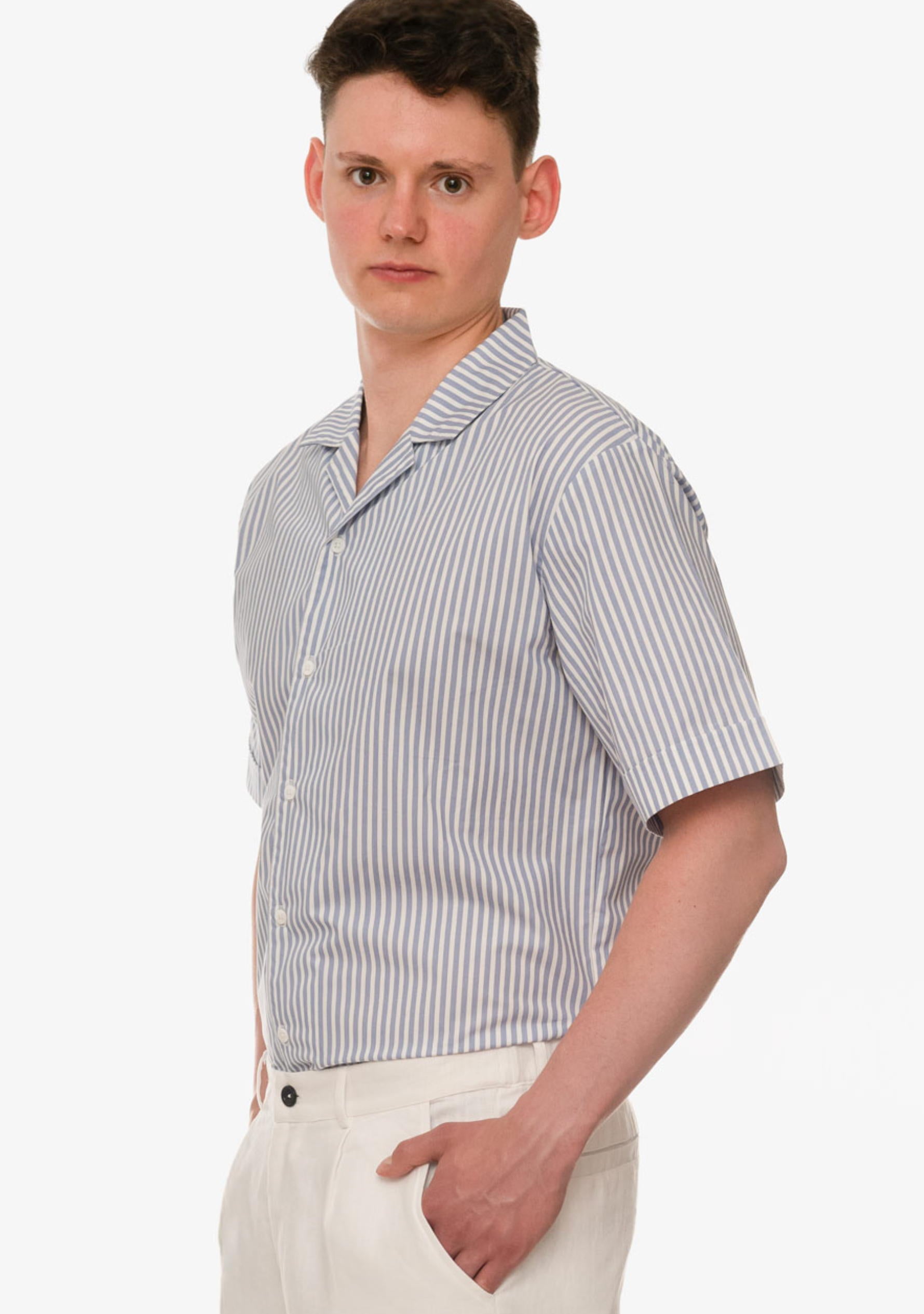 Luka Cotton Shirt in Skyline Stripe