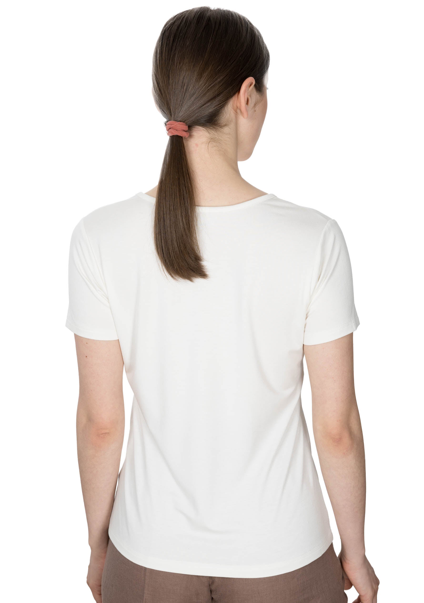 sustainable bamboo t-shirt for women round neck - white @www.marieandseema.com